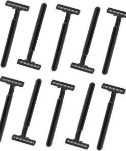 Afeitadora Corporal 10 Piezas Negra Desechable Antideslizante | Doble Capa de Acero al Carbono Operación Sencilla y Formato Portátil Uso Profesional y Viaje