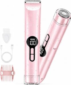 Afeitadora eléctrica para mujer, maquinilla de afeitar eléctrica 2 en 1 para piernas, axilas, cara, vellos púbicos, recargable, para uso en húmedo y seco, rosa claro