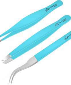 Pinzas quirúrgicas para cabello encarnado, pinzas puntiagudas de precisión para astillas, garrapatas y eliminación de cristales, lo mejor para depilación de cejas, depilación facial (triple teel)