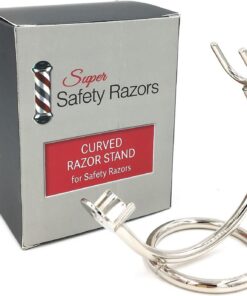Curvado el soporte para la maquinilla de afeitar de seguridad maquinillas de afeitar - Se adapta a todas las máquinas de afeitar con la manija longitudes de 80 mm o más Cromo