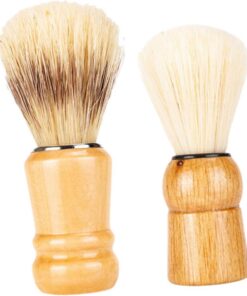 OUNONA Brocha Para Crema De Afeitar y Cepillo Para Bigote 2 Piezas Mango Madera Natural Para Hombres Afeitado Diario y Cuidado Facial Obsequio Día Del Padre