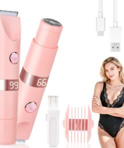 Afeitadora eléctrica 2 en 1 y recortadora de bikini con pantalla LED para mujeres y hombres, maquinilla de afeitar eléctrica impermeable IPX7 con doble cabeza, removedor de vello corporal y