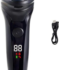 Lorrtta Maquinilla de afeitar eléctrica de carga USB para hombres, afeitadora eléctrica inalámbrica de 90 minutos con pantalla LED, afeitadoras impermeables IPX5 con recortadora desplegable para un