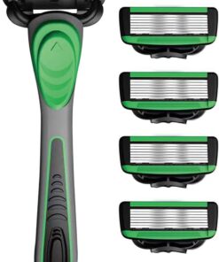 Afeitadora para hombre con hoja de 7 capas y mango ergonómico de goma, juego de 5 cabezales de repuesto para hombre