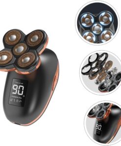 Healeved Afeitadora Eléctrica de 5 Cabezales para Hombre Pantalla Lcd, Carga Usb, Mango Cómodo de Abs y Diseño Seguro que No Irrita la Epidermis, Adecuado para Uso Diario
