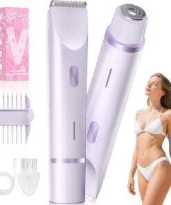 Recortadora de bikini para mujer, maquinilla de afeitar eléctrica 2 en 1 para vello púbico, línea de bikini y cuerpo, afeitadora de doble extremo, recargable por USB-C, IP67, diseñada para