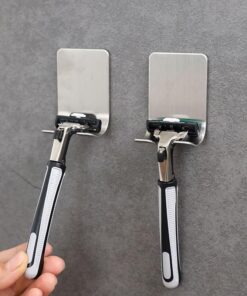 2 soportes autoadhesivos para maquinilla de afeitar de acero inoxidable 304, resistente al agua, para ducha, pared, organizador de almacenamiento de baño a prueba de óxido para maquinillas de afeitar
