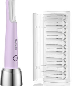 Sonic Dermaplaning Herramienta para mujeres, recargable Dermaplane Razor Sonic Edge Technology para vello facial, exfoliante y pelusa de melocotón, 10 cuchillas de repuesto, color morado