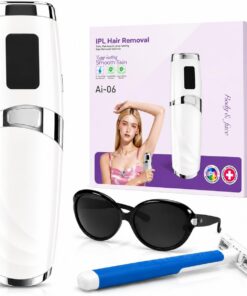 Depiladora Electrica Mujer, IPL con Control de Temperatura, Depiladora Laser, Para Cara, Axilas y Cuerpo, Laser Depilacion, Modo Manual y Automatico, Luz Pulsada, Blanco perla