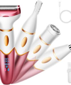 Afeitadora eléctrica multifuncional 4 en 1 para mujer, impermeable, recargable, recortadora de bikini, afeitadora para mujer, portátil, húmeda y seca, inalámbrica, para cuerpo, cejas, axilas, nariz y