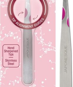 Japonesque Smart Guide - Pinzas inclinadas - Herramienta de depilación de cejas de precisión con punta inclinada, depilación de acero inoxidable