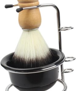 Hemobllo Brocha de Afeitar Multiusos y Taza de Afeitar 3 Piezas Tamaño Compacto Soporte de Acero Inoxidable para Hombre Uso Tradicional y Cuidado de Barba en Baño
