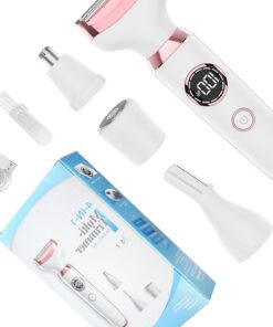 Depiladora 4 en 1 para mujer equipada con forma de R para un cómodo corte de pantalla de afeitado, luz LED tipo C, carga rápida, cargadores rápidos
