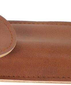 Estuche Portátil para Maquinilla de Afeitar de Cuero Sintético Marrón, Resistente a Arañazos y Protección para Afeitado en Viaje y Uso Doméstico