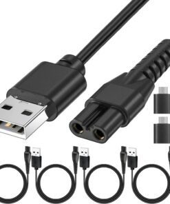 Cable de carga USB para cortacésped MANSCAPED, cortacésped 3.0/2.0, recortadora eléctrica, afeitadora, cable de repuesto para cortar el pelo de la ingle (paquete de 4)