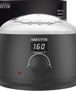 SAEUYVB Calentador de cera digital profesional con tapa y olla de 16 onzas para depilación (negro)