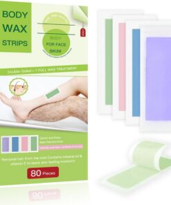 80 tiras de cera corporal para depilación. Tiras de cera. Tiras de cera para hombres. Tiras de cera para el hogar de todos los tipos de piel. Contiene 40 toallitas de doble cara + 10 toallitas de