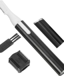 OUNONA Maquinilla Eléctrica para Cejas con Depilación Facial, Tubo de Aluminio Negro, 1 Juego con Peine y Cepillo, para Bolso o Estuche Cosmético
