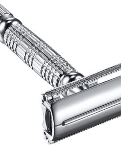 Ciieeo Maquinilla de Afeitar para Vello Facial Afeitadora de Seguridad de Aleación Plata, Doble Filo, Agarre Ligero, Afeitado Seguro, Fácil de Limpiar, para Uso Doméstico y Barberías