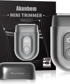 Akunbem Maquinilla de afeitar eléctrica para hombre, mini afeitadora eléctrica para hombre, afeitadora portátil con 3 cuchillas flotantes mejoradas, uso en húmedo/seco, pantalla LED recargable por USB