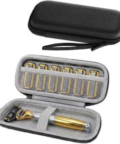Estuche de almacenamiento de maquinilla de afeitar para hombre, organizador de viaje con cable, organizador de afeitado de carcasa dura con forro para maquinillas de afeitar de mano multiestilo