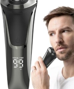 Rasuradora eléctrica, afeitadores eléctricos para hombres Cabeza de cabeza | Barra de rasurador eléctrico para hombres, recortador recargable de secado en húmedo impermeable