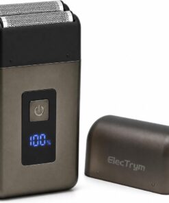 Afeitadora eléctrica E1020 de doble cabeza de aluminio para hombre, plateada, recargable por USB-C, húmeda y seca, pantalla de batería