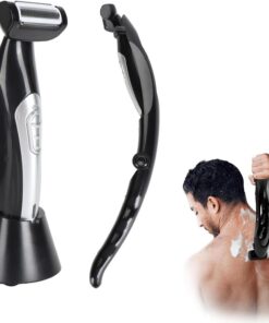 Recortadora de espalda para hombre, afeitadora de espalda, uso en húmedo y seco, mango de alcance extremo y ráfaga de energía, recargable por USB