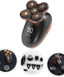 GANAZONO Afeitadora Eléctrica Recargable de Cabezas para Hombre con Pantalla LCD Diseño y USB Recortadora de Barba y Afeitar Cuerpo Máquina de Afeitado Práctico y Duradero