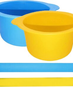Recipiente de silicona para cera, 2 piezas, recipiente de silicona para cera derretida con 2 espátulas, recipiente de silicona antiadherente reutilizable para cera derretida, repuesto para depilación,