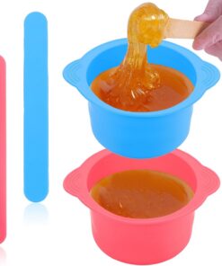 cobee 2 forros de silicona para ollas, calentador de cera de silicona, cuenco de cera antiadherente para calentador de cera, calentador de cera con 2 espátulas de cera para depilación, compatible con