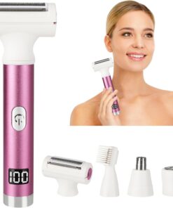Maquinilla de afeitar eléctrica con pantalla LED para mujeres y hombres, afeitadora húmeda y seca 2025, removedor de vello inalámbrico 4 en 1 con IPX7 impermeable, suave y sedoso, juego de