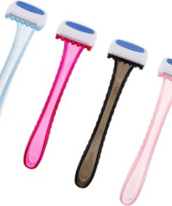 Depiladora Manual para Mujer, Mini Afeitadora Facial Portátil 4 Piezas | Acero Inoxidable y Abs, Hojas Reutilizables, para Piernas y Rostro, Formato Compacto de Viaje