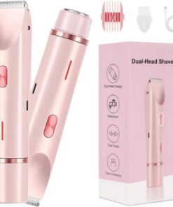 Recortadora de bikini para mujer, afeitadora de bikini de doble cabeza 2 en 1 y afeitadora corporal, maquinilla de afeitar eléctrica inalámbrica e impermeable para mujeres, depilación indolora con