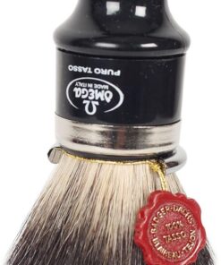 Brocha Afeitar Tejón Negro con Soporte Omega