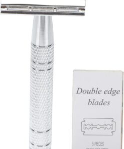 Maquinilla de Afeitar de Doble Filo Vintage Portátil, Plata | Aluminio y Aleación de Zinc, Uso en Casa o Viaje, 1 Juego para Hombres