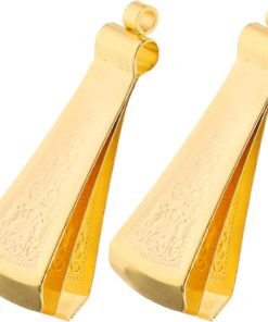 ULTECHNOVO Pinzas para Barba Doradas de Precisión para Hombre, 2 Unidades, Herramienta de Depilación Facial para Cejas y Vello Facial, Diseño Étnico de Mongolia Interior, Accesorio Compacto