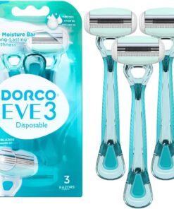 Dorco EVE 3 maquinillas de afeitar desechables para mujer, tacto suave, barra de humedad ancha, 3 cuchillas para afeitado suave, removedor de pelo multiusos | 1 paquete (3 unidades)