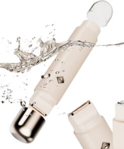 Recortadora de bikini y afeitadora de pelo corporal 2 en 1 para mujer, doble maquinilla de afeitar eléctrica para bikini, axilas, piernas, brazos, recargable, impermeable, uso húmedo/seco, indoloro e