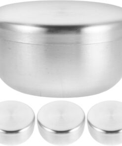STOBAZA 4 Piezas Cuencos Tazón Higiénico para Hombres de Afeitar de Acero Inoxidable Redondos con Tapa y Multiusos Adecuado para Viajes y Uso Diario