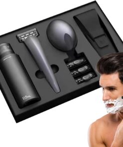 Juego de afeitado para hombre, afeitadora manual portátil, kit de afeitado | manual, kit de afeitado compacto y , kit de afeitadora fácil de , afeitadora manual de agarre cómodo con