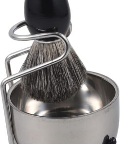 Healeved Set de Afeitado Manual para Hombres con Brocha Reutilizable, Taza de Espuma y Soporte de Acero Inoxidable, Adecuado para Barbería y Peluquería