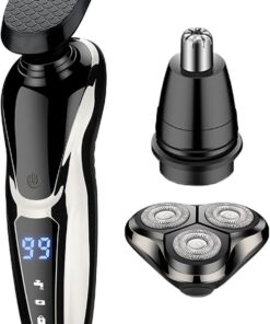 Afeitadora eléctrica de pelo, afeitadora facial inalámbrica, afeitadora | portátil recargable, afeitadoras eléctricas mejoradas para hombres, inalámbricas, impermeables, rotativas, para hombre, secas