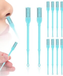 12 Piezas 2 en 1 Cortador Pelos Nariz, Giratorio 360° Recortadora de Vello Nasal para Hombres Mujeres Manual Herramienta de Depilación de Fosas Nasales con Recogedor de Orejas (Azul)