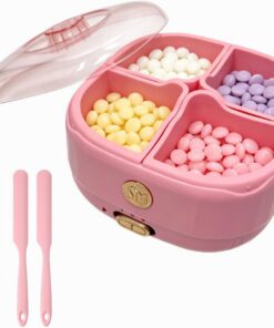Calentador de cera de silicona para depilación, kit de depilación para mujeres con 4 espátulas de cera de silicona, máquina de calentador de cera caliente para cuerpo, piernas, brazos, bikini, cejas