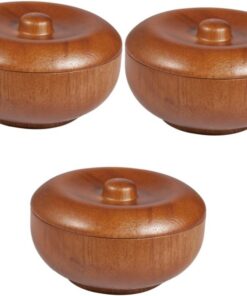Healeved 3piezas Tazón De Afeitar De Madera Con Tapa Para Jabón y De Afeitar Para Hombres y Salones Diseño Práctico y