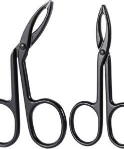 Pinzas para cejas, 2 tijeras de aleación de zinc, kit de tijeras para depilar vello facial, cuidado de cejas, juego de tijeras negras para mujeres y hombres