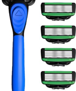 Afeitadora manual para hombre con hoja de 7 capas, mango de goma cómodo y 5 cabezales reemplazables, regalo de aseo para hombre, hoja multicapa