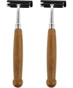 Ciieeo Maquinillas de Afeitar Mango de Bambú 4piezas de Acero Inoxidable Ligeras y Fáciles de Limpiar para Barberías y Salones de Peluquería Color Caqui