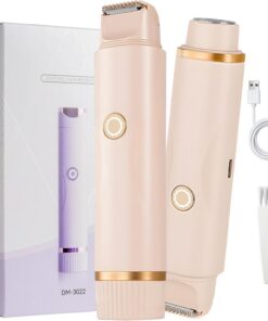 Afeitadora Mujer, Afeitadora Eléctrica 2 en 1 para Mujer, Rasuradora Mujer Zona Intim, Recortadora de Bikini, IPX7 Impermeable, Uso Húmedo y Seco, para Bikini Axilas Brazos Cara Nariz (Rosa)